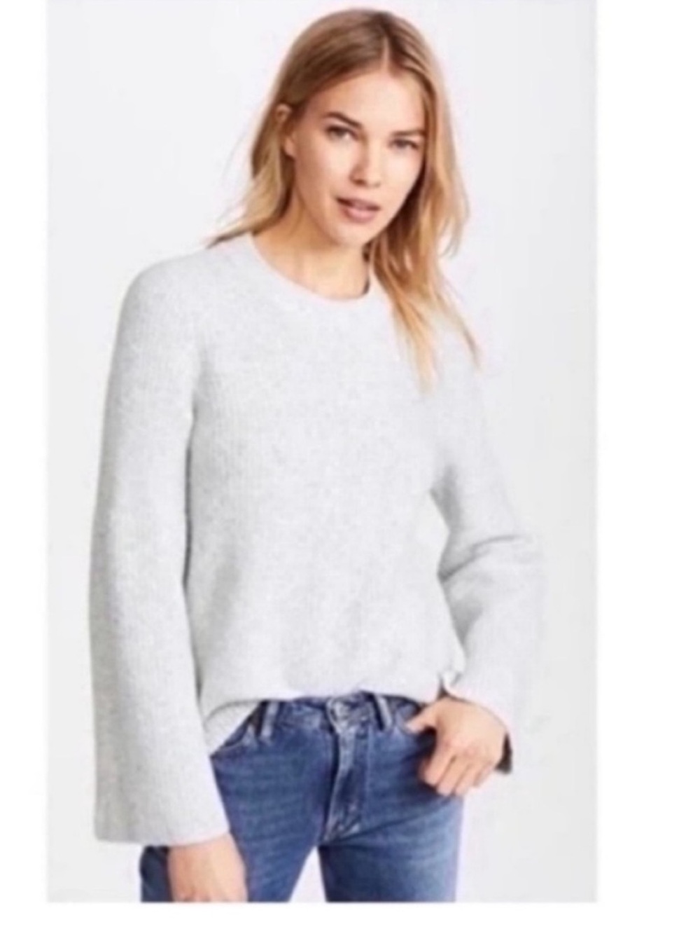 Madewell Women's Light Gray Crewneck Bell Sleeves Sweater Size XS